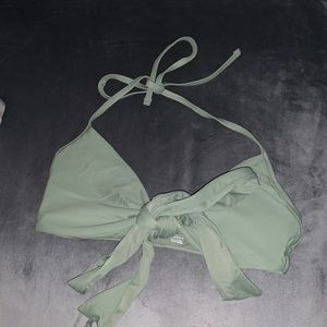 Sage green wrap bikini top from Aerie